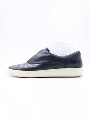 Ecco Soft 7 Black Leather Flat Slip On Sneakers - Women's 7 Wide/EU 38
